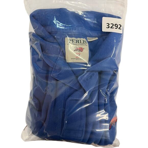 Perlis Polo Shirt Mens Medium Blue Embroidered Crawfish Logo Southern Preppy - Picture 14 of 14